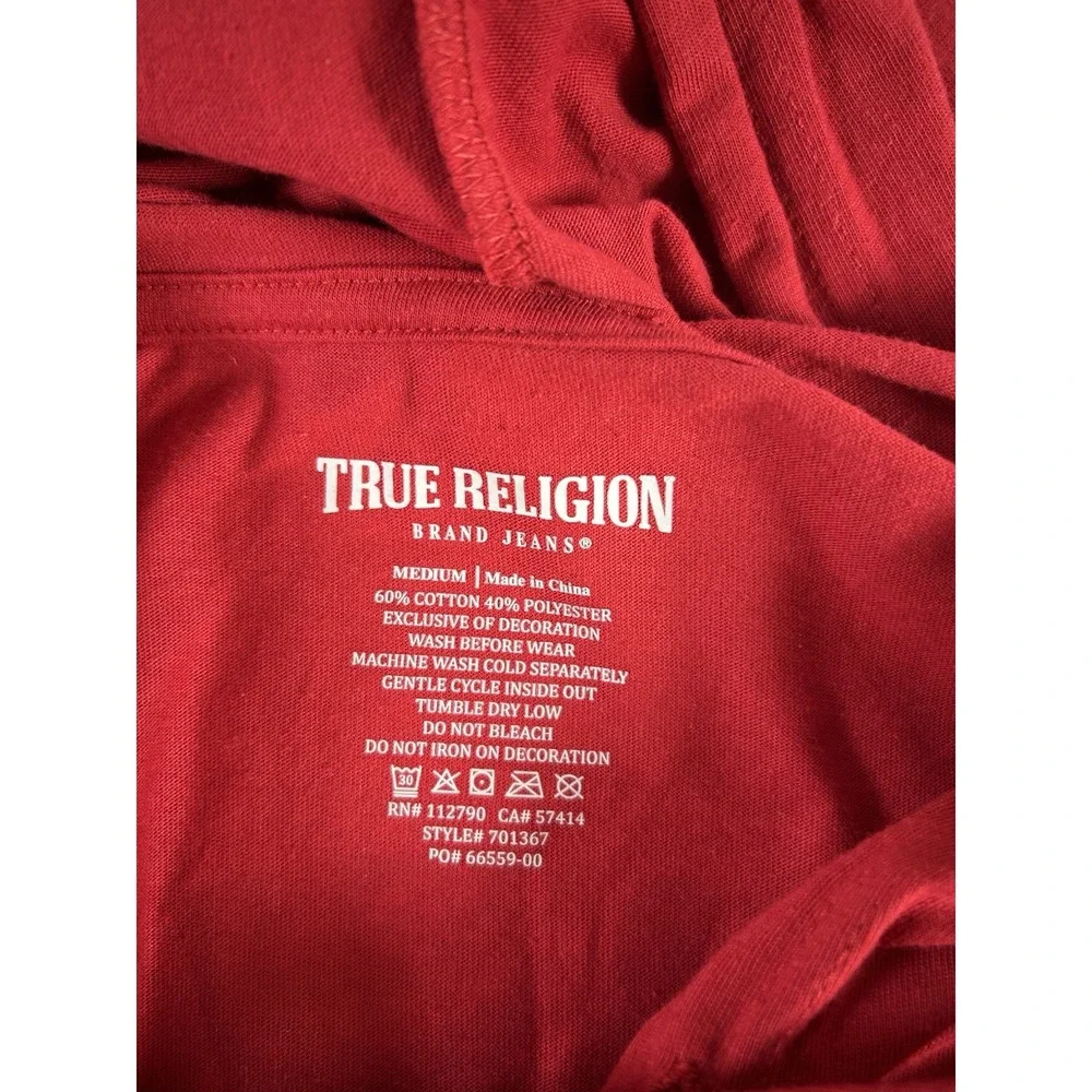 NWT True Religion Men's Red Circular Hooded T-Shirt Buddha Graphic Logo Short M